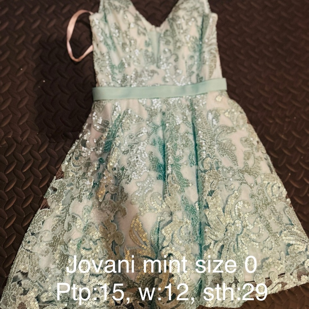 Jovani Green Fit and Flare Sleeveless Dress
